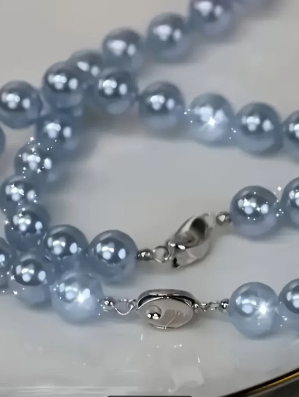 Classic Light Blue Pearl Necklace - Women Jewelry